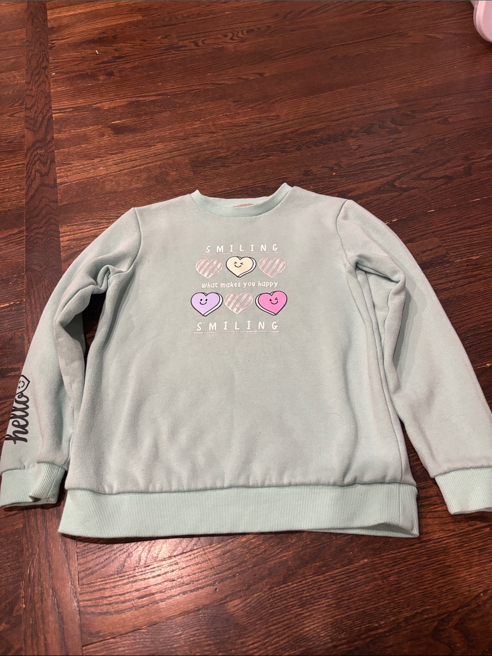 Smiling Hearts Mint Crewneck Sweatshirt for Kids